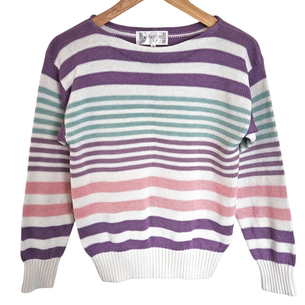 Vintage Barbra Sue striped boatneck‎ sweater